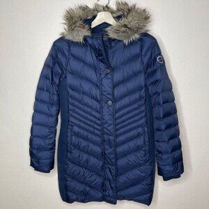 ABERCROMBIE & FITCH - Quilted Jacket - Navy Blue Small With Hood